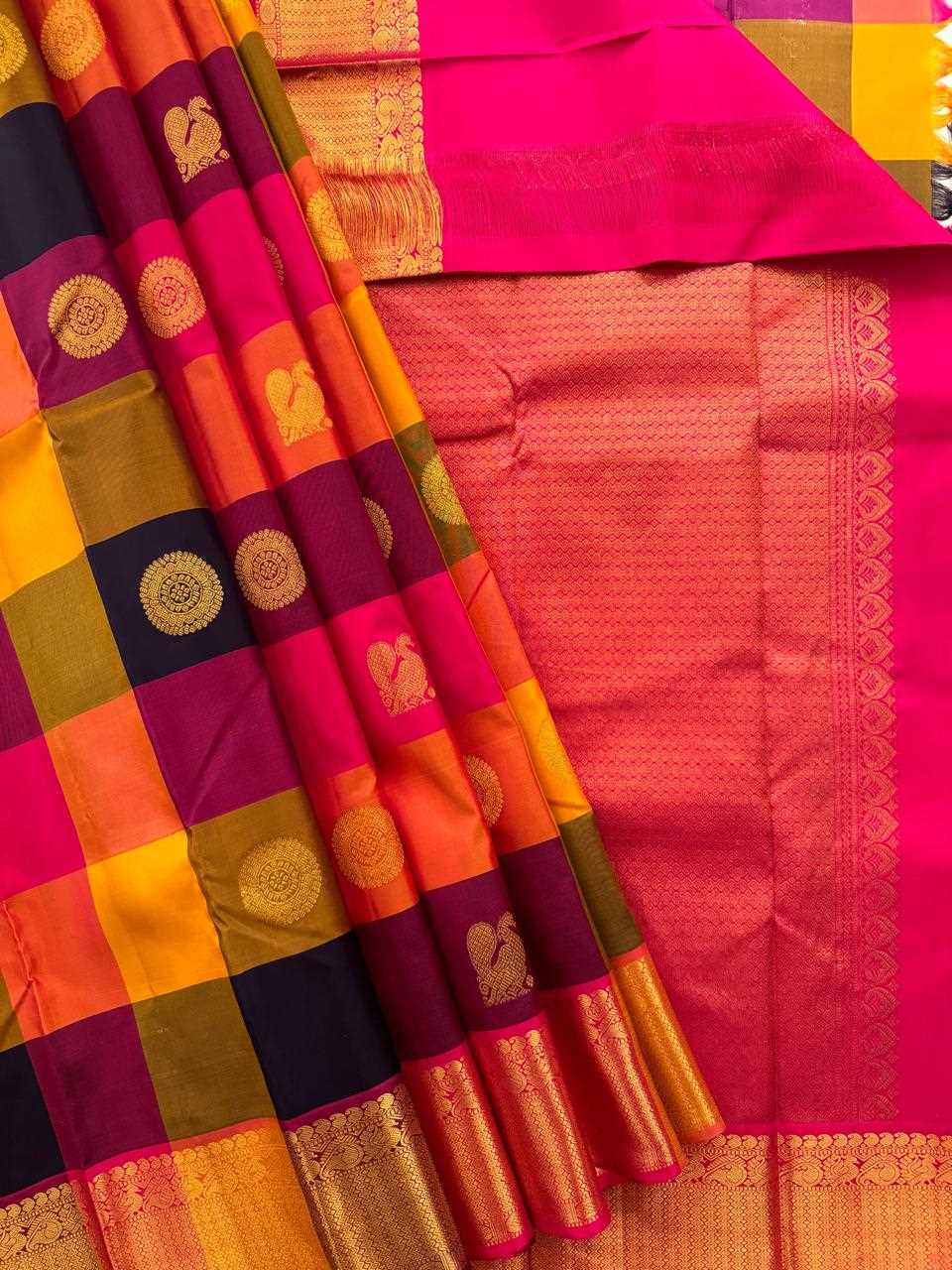 Kanjivaram Big Palum Pazam Chekcs Silk Saree