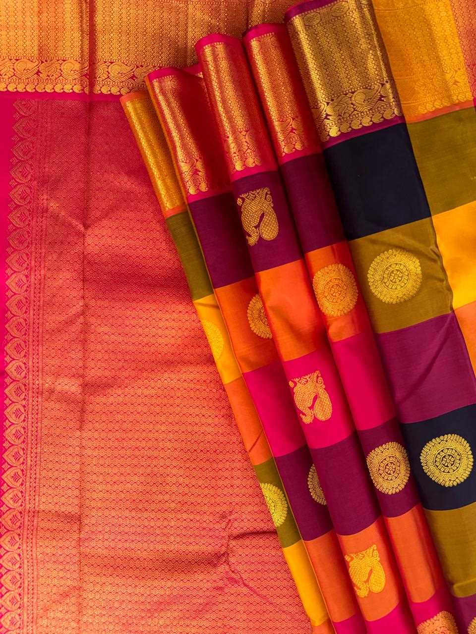 Kanjivaram Big Palum Pazam Chekcs Silk Saree