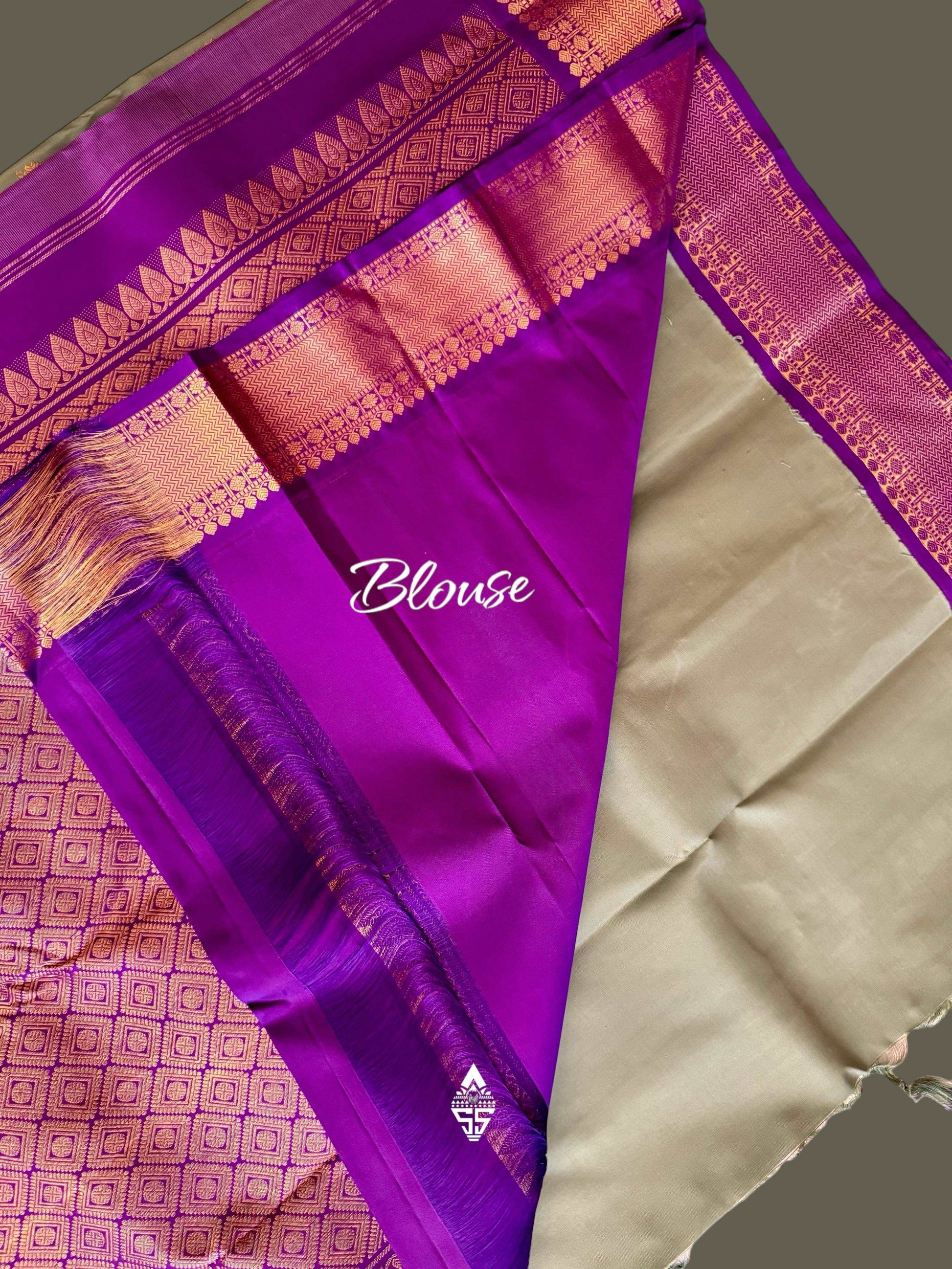 Dark Elaichi Green Silk Saree with Magenta Border