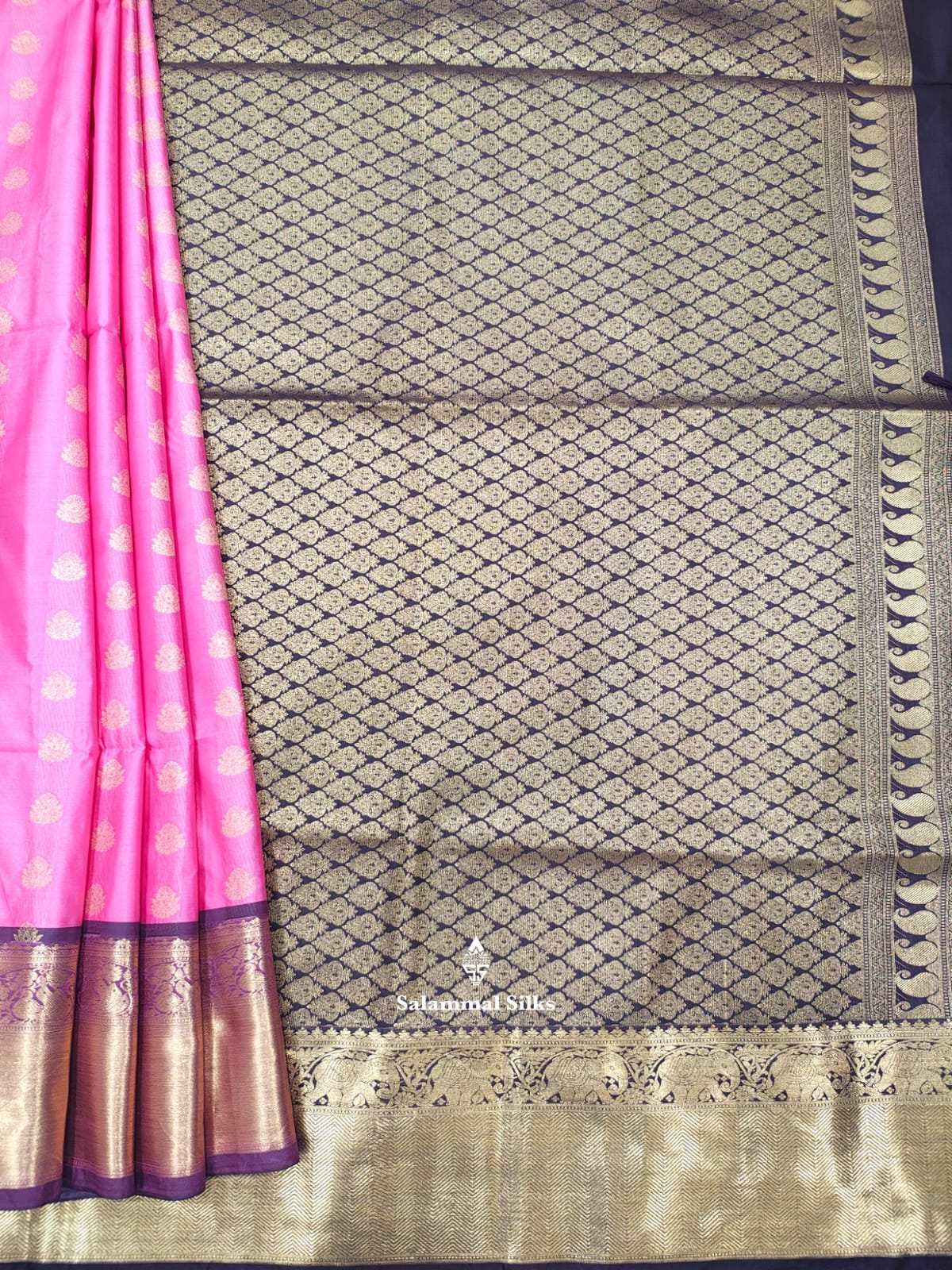 Baby Pink Semi Soft Silk Saree With Brown Border