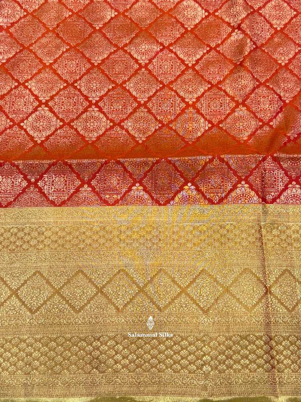 Fanta Orange Pure Soft Silk Saree With Peach Border