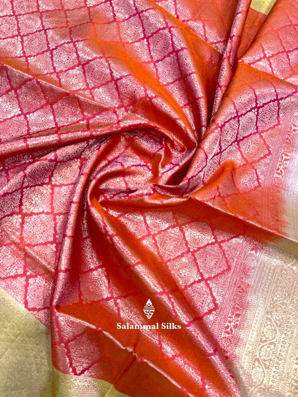 Fanta Orange Pure Soft Silk Saree With Peach Border