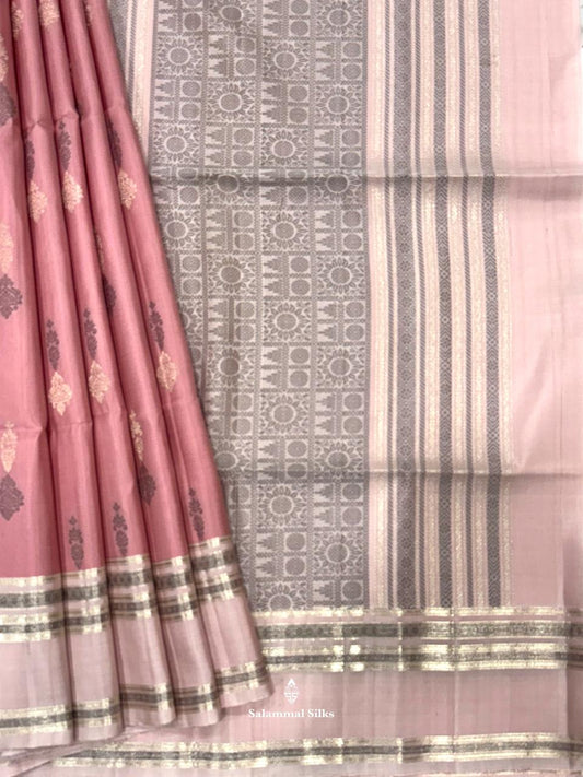 Onion Pink Soft Silk Saree With Peach Border