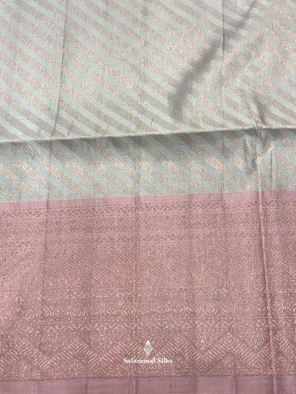 Light Grey Soft Silk Saree With Peach Border