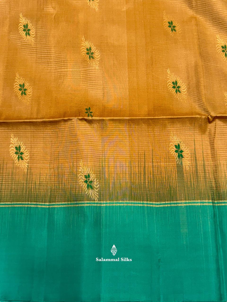 Sandal Soft Silk Saree With Sapphire Green Border