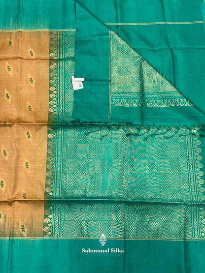 Sandal Soft Silk Saree With Sapphire Green Border