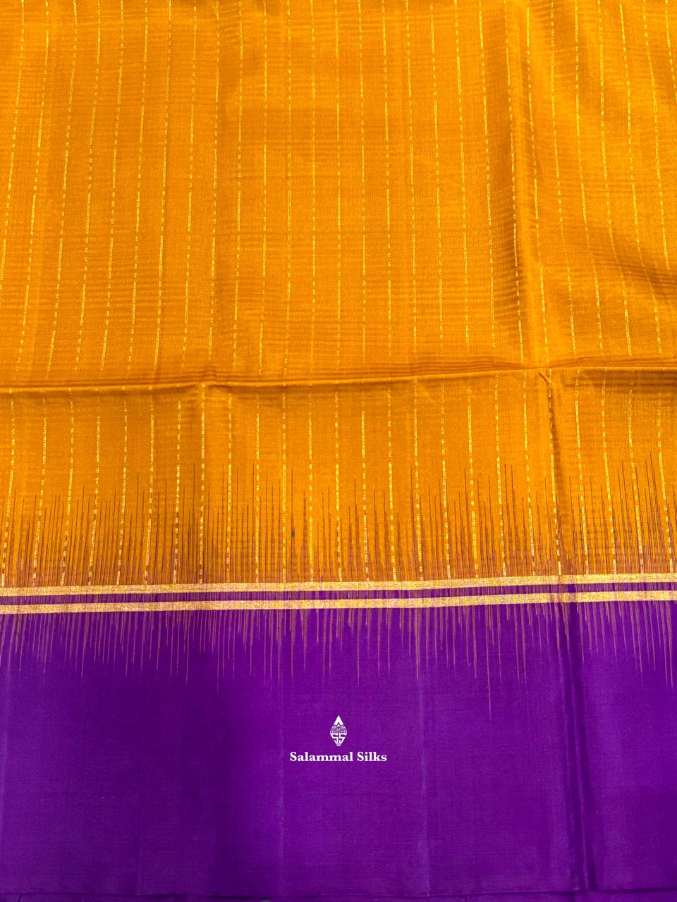 Mustard Yellow Soft Silk Saree With Violet Border