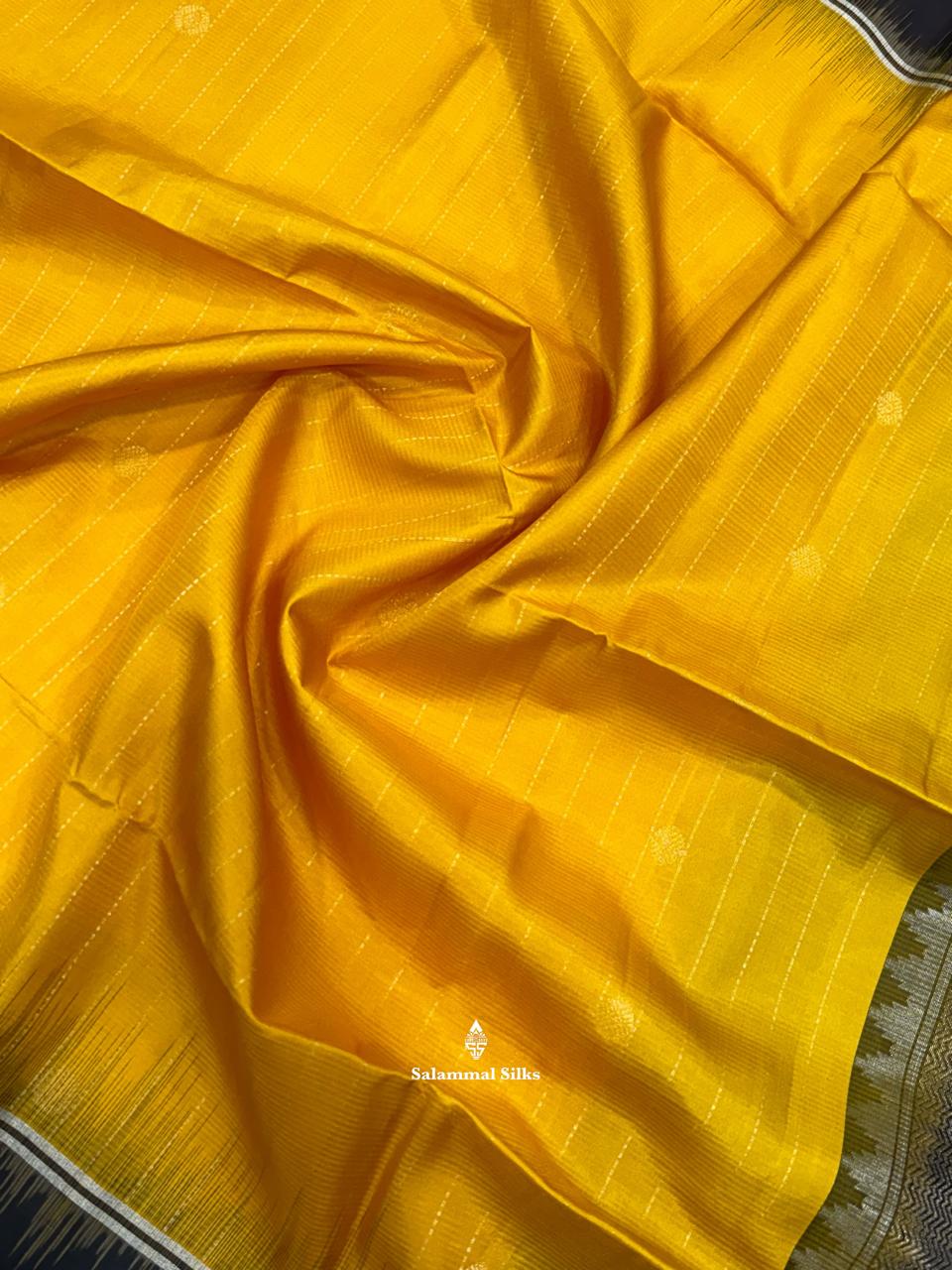 Mustard Yellow Soft Silk Saree With Dark Brown Border