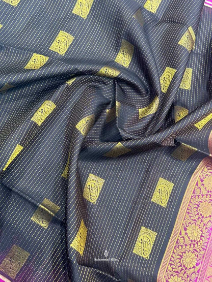 Brown Soft Silk Saree With Pink Border