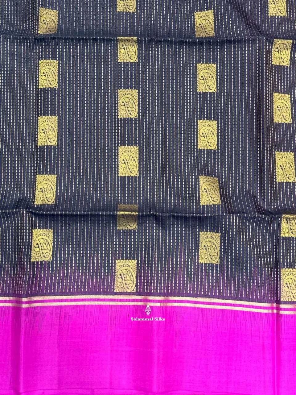 Brown Soft Silk Saree With Pink Border