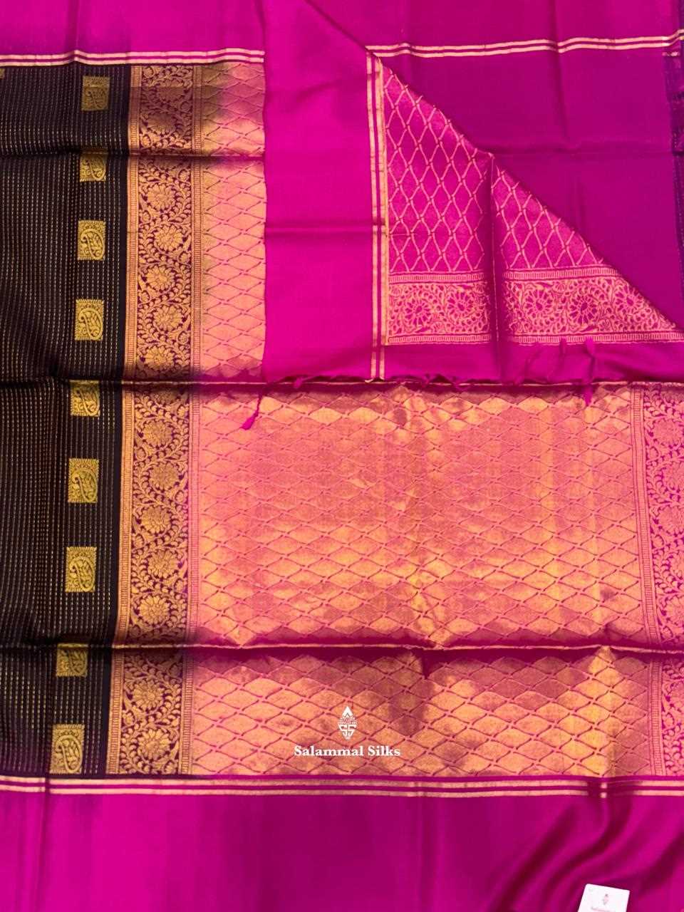 Brown Soft Silk Saree With Pink Border