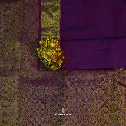 Kanjivaram Bottle Green Checks Silk Saree With Magenta Border