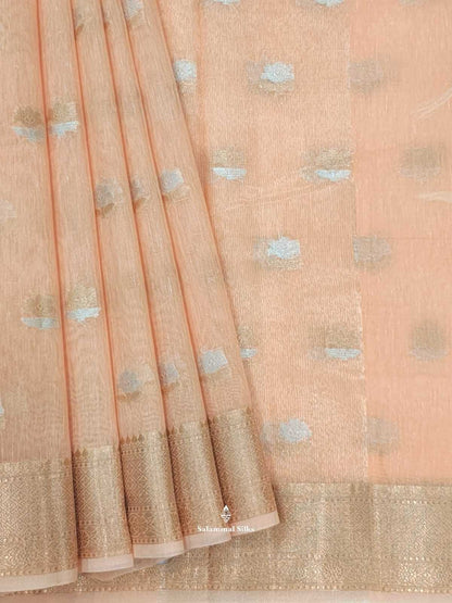 Peach Fancy Saree With Copper Border