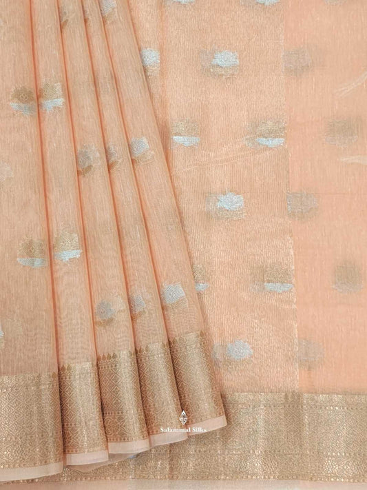 Peach Fancy Saree With Copper Border