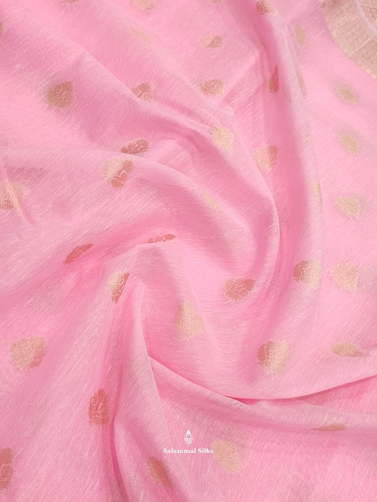 Baby Pink Fancy Saree With Copper Border