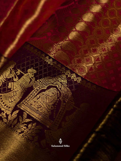 Kanjivaram Sandal Silk Saree With Magenta Pallakku Border