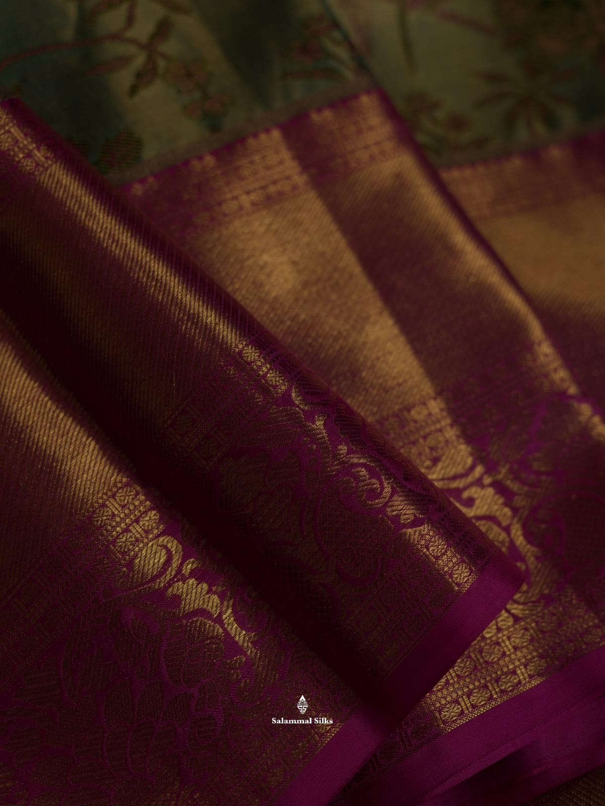 Kanjivaram Green Pink Tissue Pure Silk Saree With Pink Border