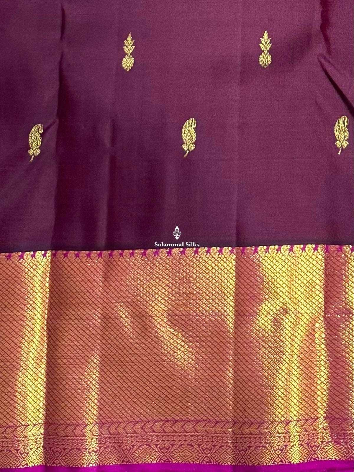 Kanjivaram Maroon Pure Silk Saree With Magenta Border