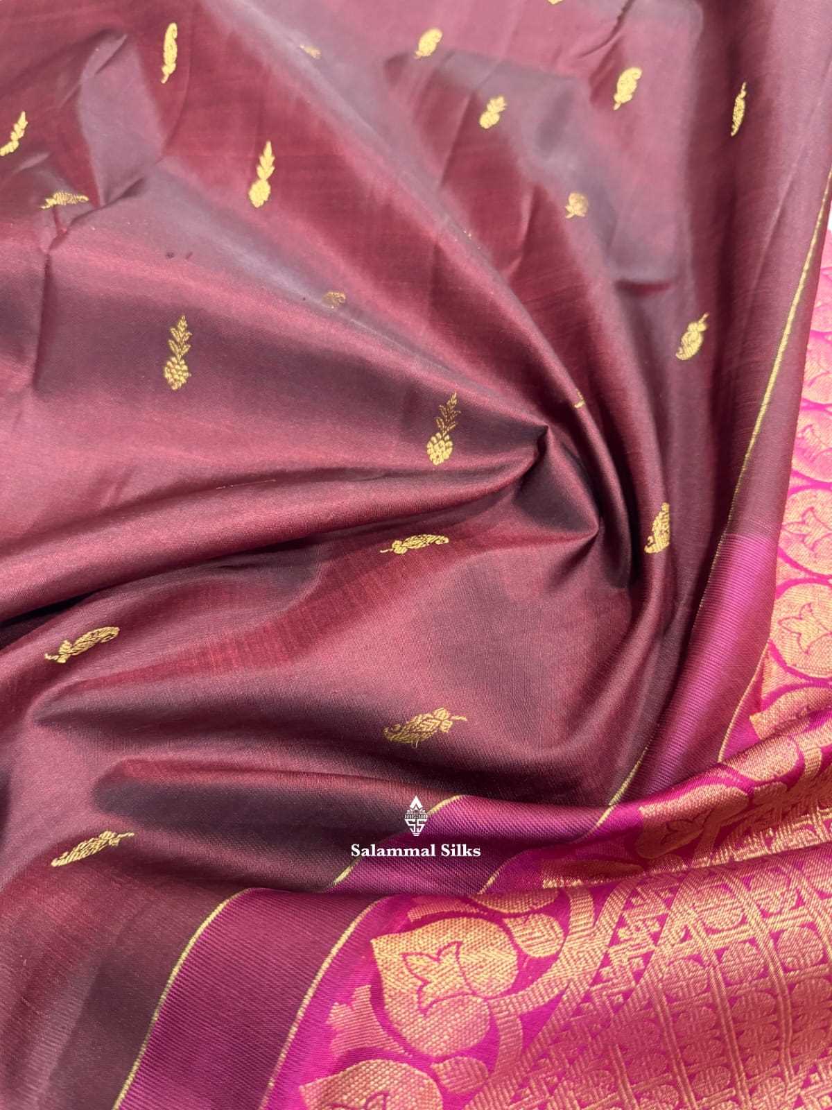 Kanjivaram Maroon Pure Silk Saree With Magenta Border