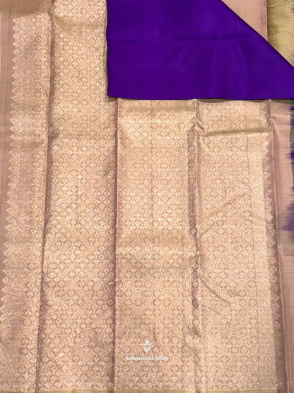 Kanjivaram Sadal White Silk Saree With Turning Border