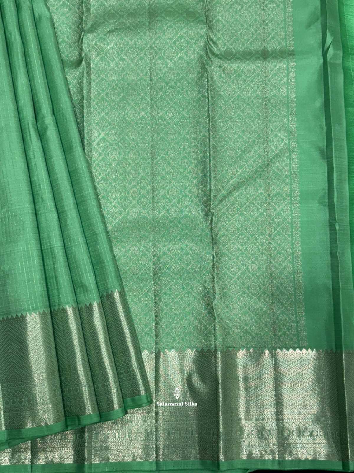 Kanjivaram Rexsona Plain Lines Pure Silk Saree With Silver Zari Border