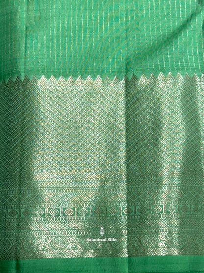 Kanjivaram Rexsona Plain Lines Pure Silk Saree With Silver Zari Border