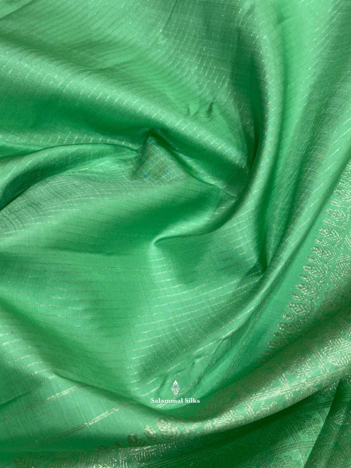 Kanjivaram Rexsona Plain Lines Pure Silk Saree With Silver Zari Border