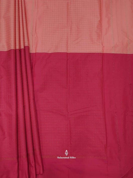 Peach And Pink Half And Half Arani Semi Silk Saree