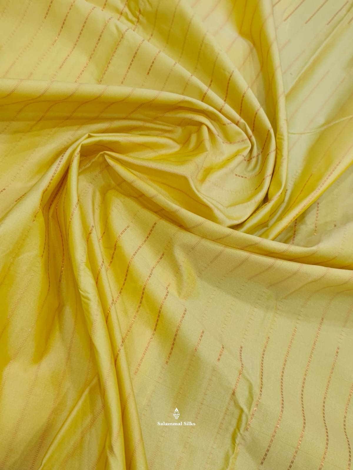 Sandal Yellow Arani Semi Silk Saree With Grey Blue Border