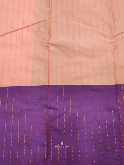 Peach Arani Semi Silk Saree With Magenta Border