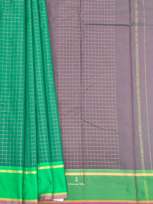 Bottle Green Arani Semi Silk Saree With Maroon Blouse