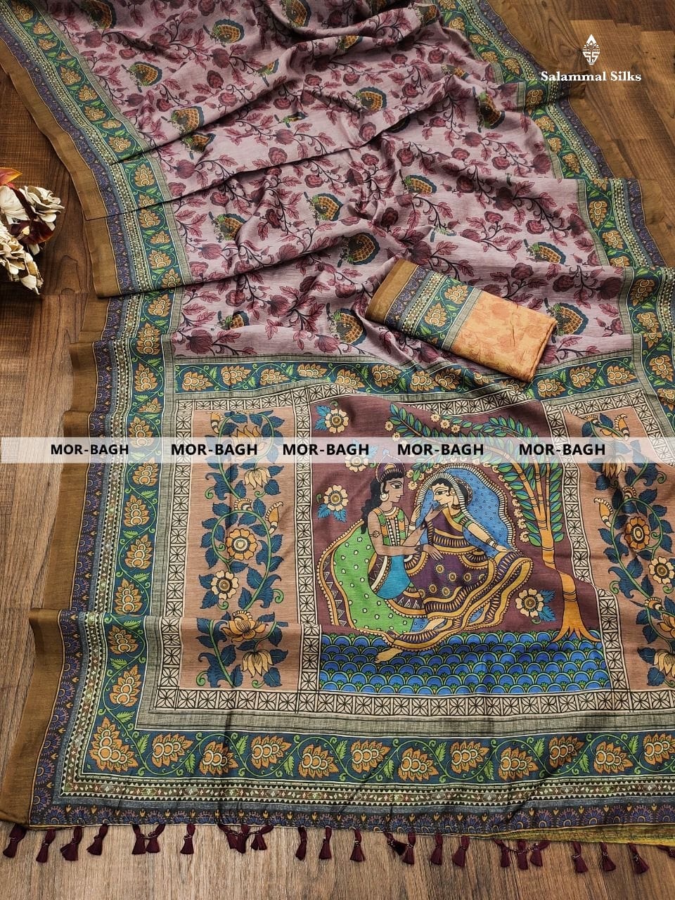 Onion Pink Kalamkari Fancy Saree With Blouse