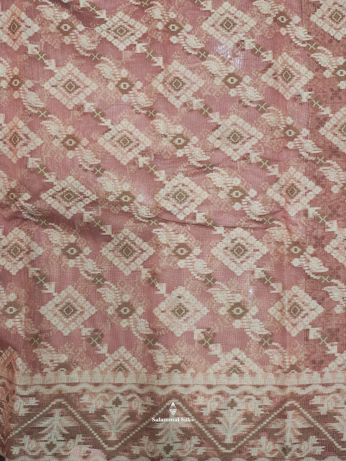 Dusty Rose Tissue Fancy Saree With Fancy Border