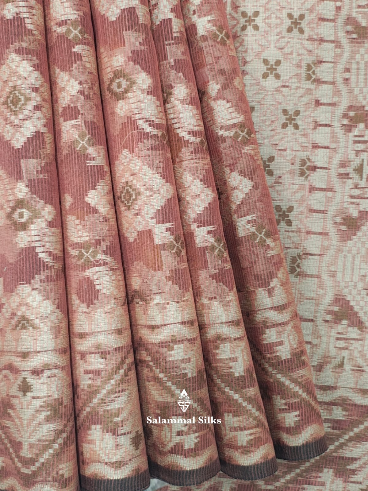 Dusty Rose Tissue Fancy Saree With Fancy Border