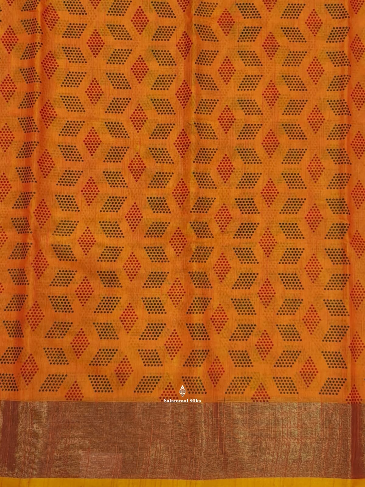 Orange Fancy Saree With Copper Zari Border