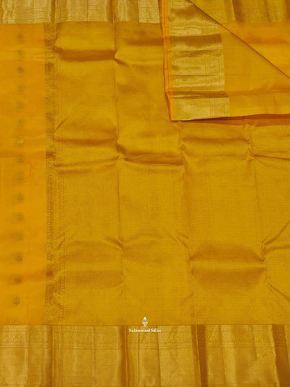 Kanjivaram Yellow Silk Saree  With Blouse