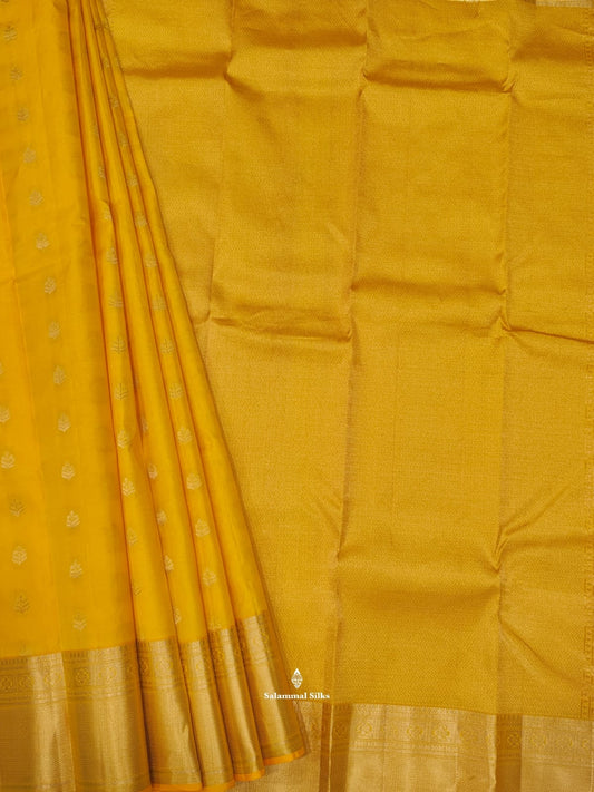 Kanjivaram Yellow Silk Saree  With Blouse