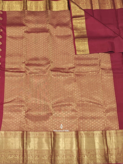 Kanjivaram Maroon Silk Saree With Blouse