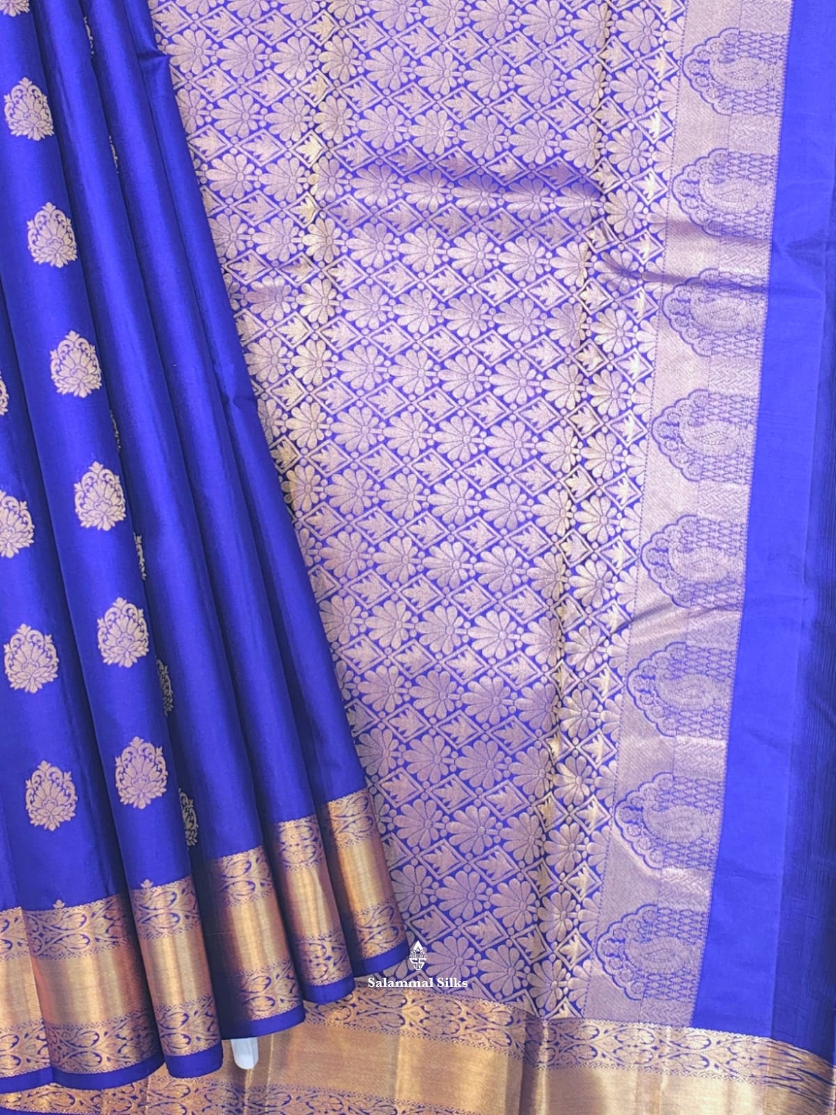 Kanjivaram Royal Blue Silk Saree With Blouse