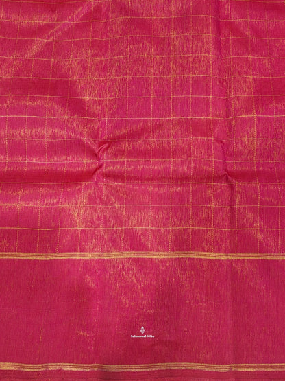 Kanjivaram Pink Half Tissue Pure Silk Saree With Blouse