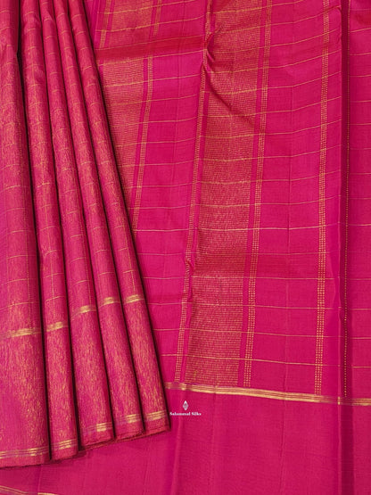 Kanjivaram Pink Half Tissue Pure Silk Saree With Blouse