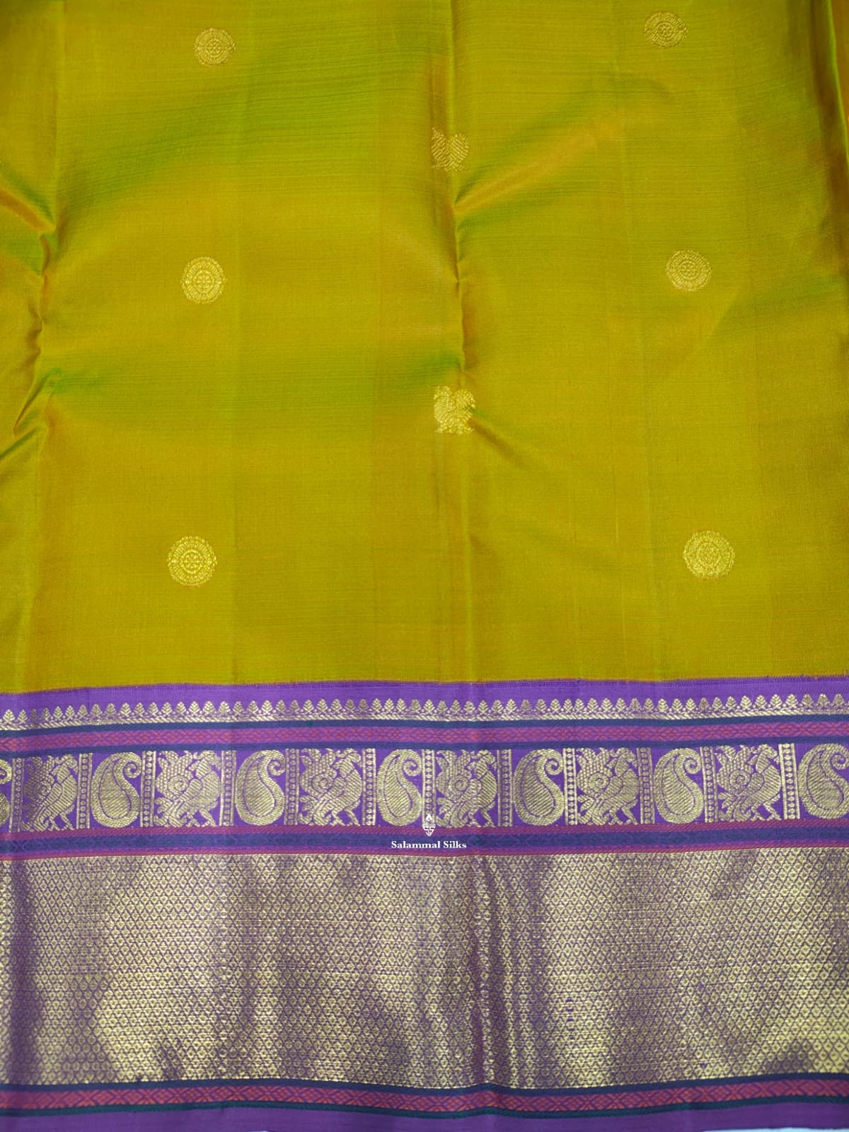 Kanjivaram Manthuli Green Pure Silk Saree With Magenta Border