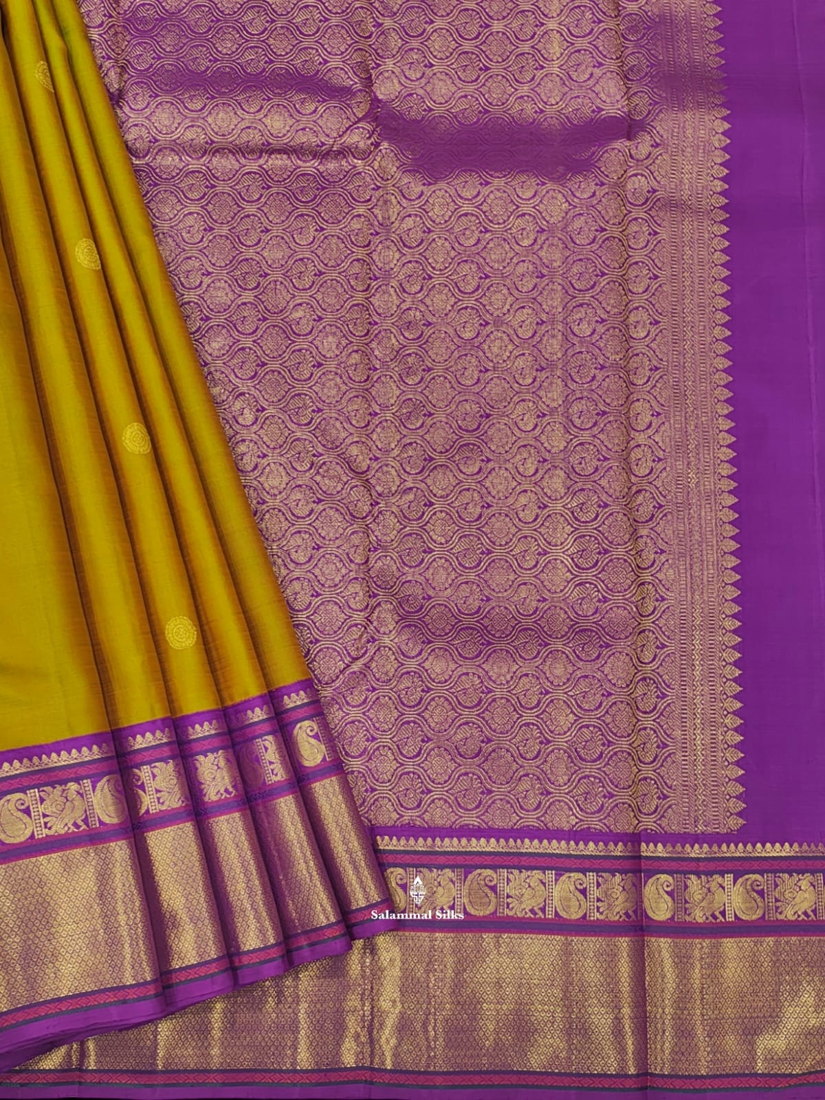 Kanjivaram Manthuli Green Pure Silk Saree With Magenta Border