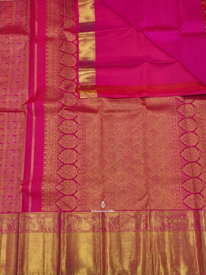 Kanjivaram Reddish Pink Beautiful Bridal Pure Silk Saree With Pink Blouse