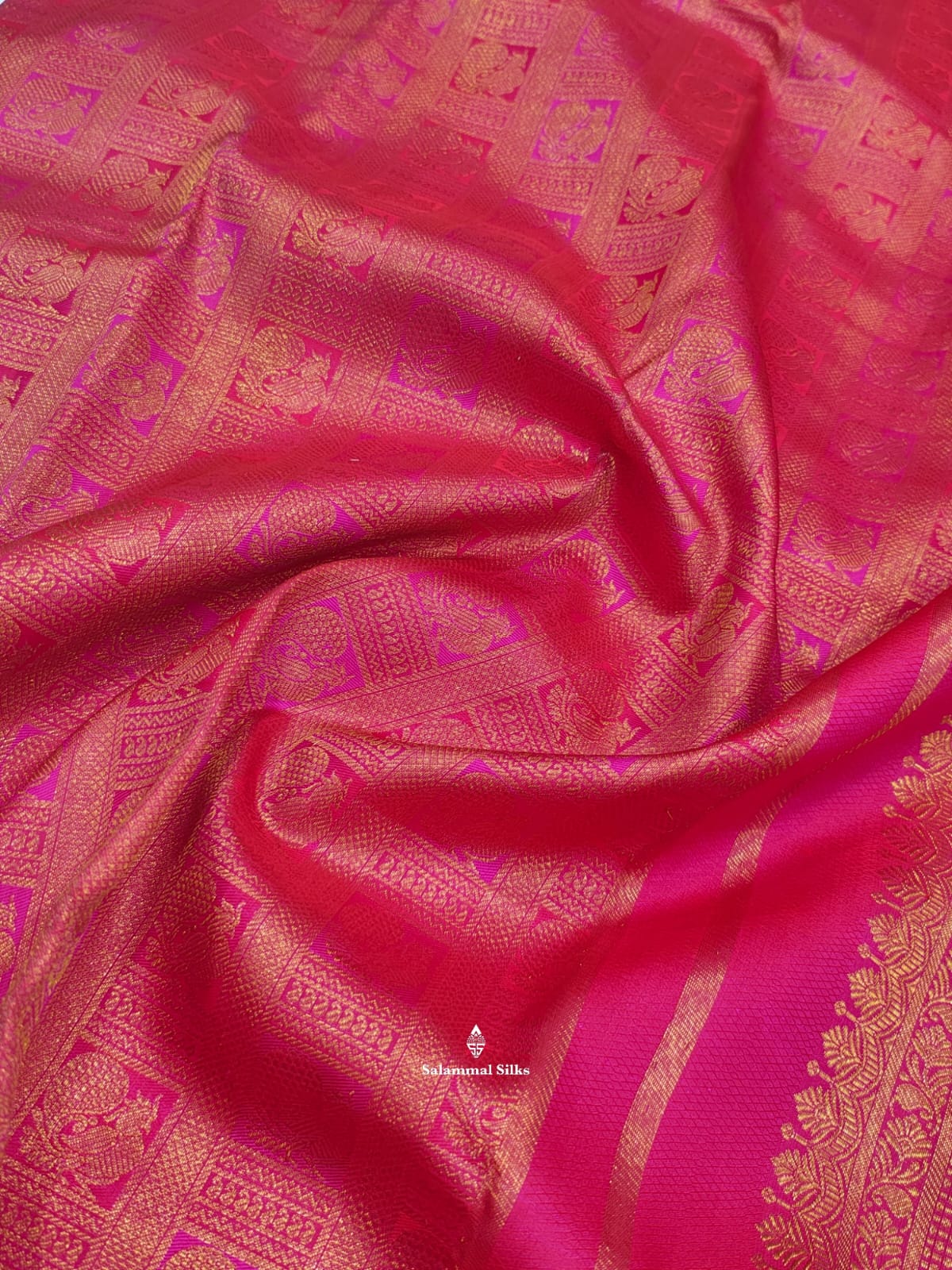 Kanjivaram Reddish Pink Beautiful Bridal Pure Silk Saree With Pink Blouse