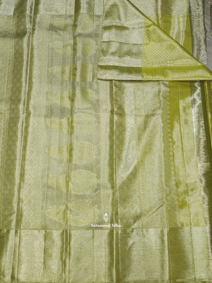 Kanjivaram Elaichi Green Wedding Tissue Pure Silk Saree With Blouse