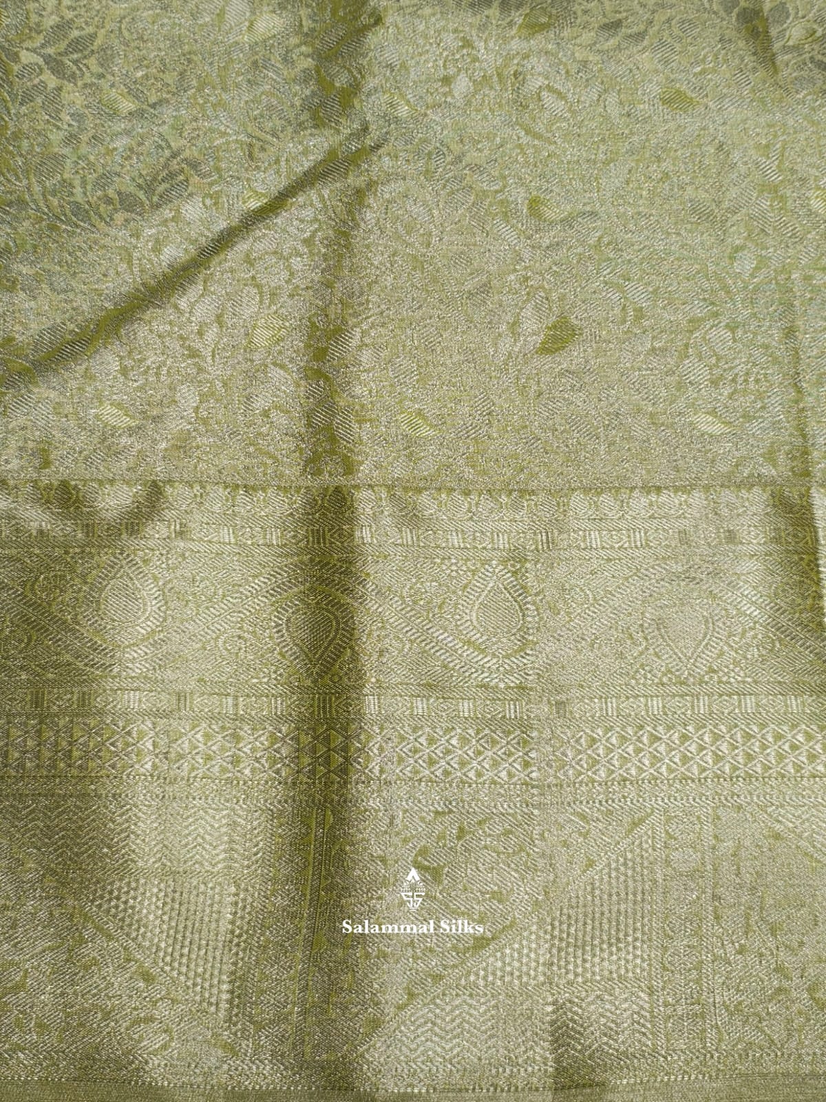 Kanjivaram Elaichi Green Wedding Tissue Pure Silk Saree With Blouse