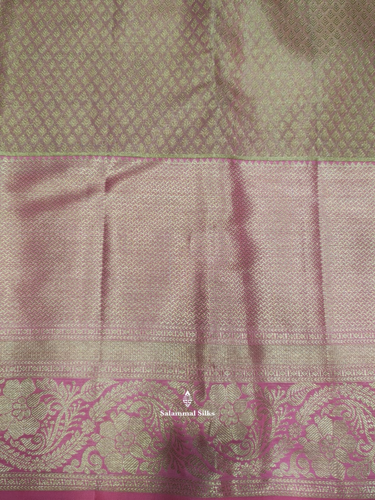 Kanjivaram Peach Bridal Pure Silk Saree With Baby Pink Border