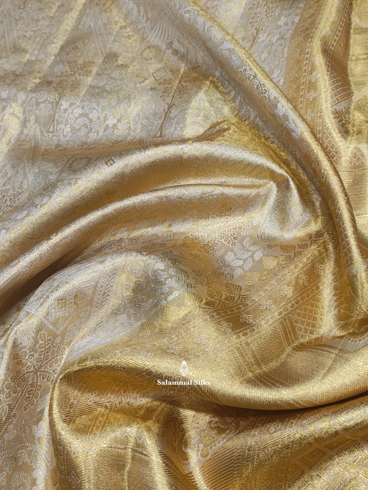 Kanjivaram Golden Tissue Bridal Pure Silk Saree With Sandal Border