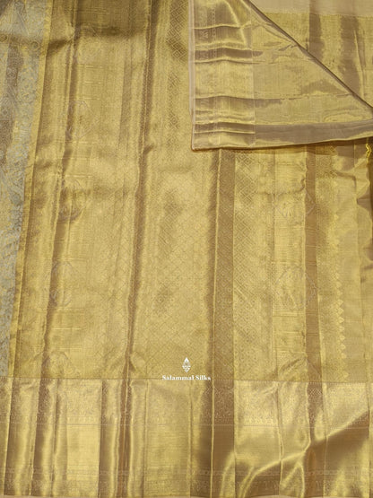 Kanjivaram Golden Tissue Bridal Pure Silk Saree With Sandal Border